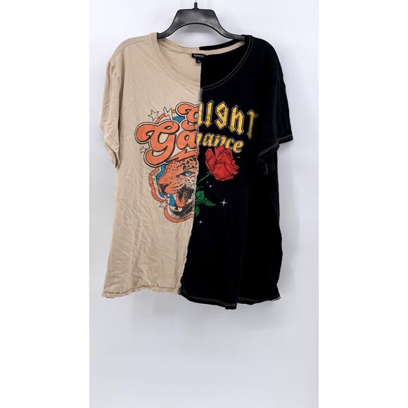 torrid Tops - TORRID Women's Black-Beige Slit Graphic Tee SZ 3